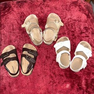 Old Navy Gold and Brown Sandals and White Wonder Nation Sandals